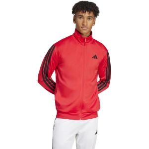 imageadidas mens Essentials Warmup 3stripes Track TopPure Ruby