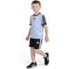 imageadidas Boys Short Sleeve 3Stripe Soccer Tee Shirt and Short SetHalo Silver