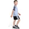 imageadidas Boys Short Sleeve 3Stripe Soccer Tee Shirt and Short SetHalo Silver