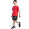imageadidas Boys Short Sleeve 3Stripe Soccer Tee Shirt and Short SetPure Ruby