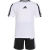 imageadidas Boys Short Sleeve 3Stripe Soccer Tee Shirt and Short SetWhite