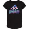 imageadidas Girls Short Sleeve Scoop Neck Tee TShirtBlack Multi