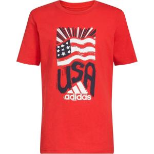 imageadidas Boys Short Sleeve Cotton USA Graphic TShirtBetter Scarlet