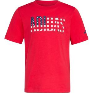 imageadidas Boys Short Sleeve Tiger Camo Bos Cotton Tee T ShirtRedNavy