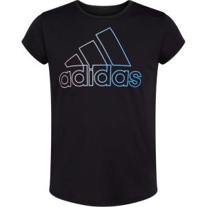 imageadidas Girls Short Sleeve Scoop Neck Tee TShirtBlack With Multicolor