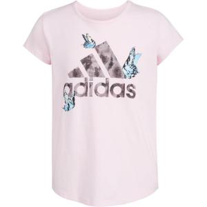 imageadidas Girls Short Sleeve Scoop Neck Tee TShirtLight Pink W Butterflies