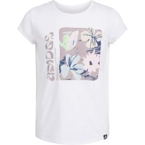 imageadidas Girls Short Sleeve Scoop Neck Tee TShirtWhite Floral