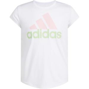 imageadidas Girls Short Sleeve Scoop Neck Tee TShirtWhite Twocolor Logo