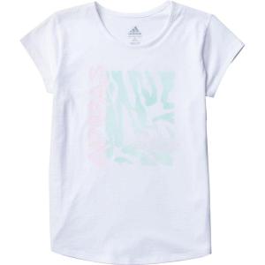 imageadidas Girls Short Sleeve Scoop Neck Tee TShirtWhite With Green