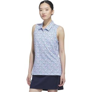 imageadidas Womens Ultimate365 Printed Ottoman Sleeveless PoloCrystal Sky