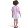 imageadidas Girls Short Sleeve Top and Skort Set  SoccerInspired TwoPiece Outfit with BuiltIn Bike ShortsMed Pink