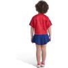 imageadidas Girls Short Sleeve Top and Skort Set  SoccerInspired TwoPiece Outfit with BuiltIn Bike ShortsRed