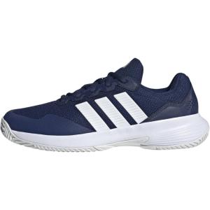 imageadidas Mens Gamecourt 2 Tennis ShoesDark BlueWhiteCyber Metallic