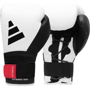 imageAdidas Hybrid 250 Boxing Gloves Boxing Kickboxing Sparring Bag Training or MMA Training BlackAsh Black White 12 oz 14 oz or 16 ozWhite 16 oz