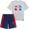 imageadidas Baby Boys Twopiece Short Sleeve Printed Graphic Tshirt and Shorts Clothing SetWhite