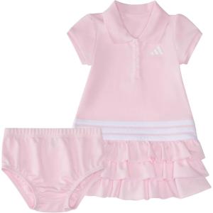 imageadidas Baby Girls Short Sleeve Ruffle Polo Dress 2Piece SetClear Pink