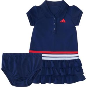 imageadidas Baby Girls Short Sleeve Ruffle Polo Dress 2Piece SetDark Blue