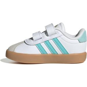 imageadidas Baby VL Court 30 Hook amp Loop ShoeWhiteFlash AquaAlumina