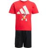 imageadidas Boys Disney Mickey Mouse TShirt SetPure RubyOff White