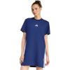 imageadidas Womens Essentials 3Stripes TShirt DressDark BlueWhite