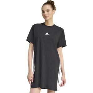imageadidas Womens Essentials 3Stripes TShirt DressBlackWhite
