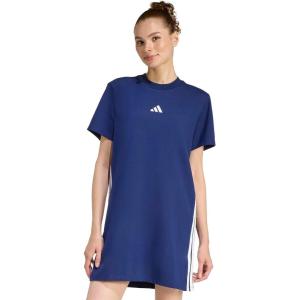 imageadidas Womens Essentials 3Stripes TShirt DressDark BlueWhite