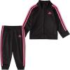 imageadidas Little Girls Zip Front Classic Tricot Jacket and Joggers SetBlack With Neon Pink