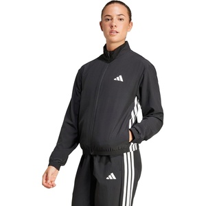 image:imageadidas Womens Train Essentials 3Stripes Woven Warm Up JacketBlackWhite