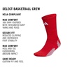 image:imageadidas Unisex Select Basketball Socks 1 PairTeam Power RedWhite1Crew