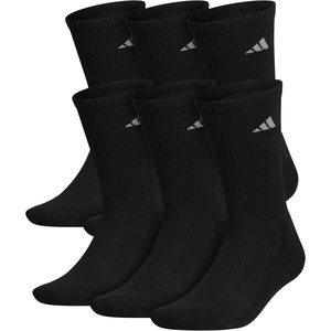 image:imageadidas Mens Athletic Cushioned Crew Socks 6 Pairs Durable amp ComfortableBlackAluminum 2