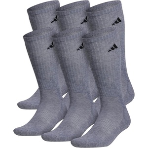 image:imageadidas Mens Athletic Cushioned Crew Socks 6 Pairs Durable amp ComfortableHeather GreyBlack