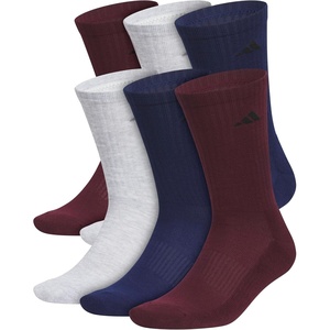 image:imageadidas Mens Athletic Cushioned Crew Socks 6 Pairs Durable amp ComfortableMaroonCool Light HeatherDark Blue