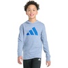 image:imageadidas Boys Long Sleeve Hooded Snow Heather TeeTrue Dark Blue Dnm