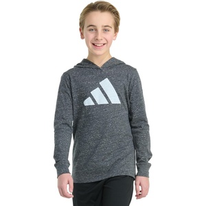 image:imageadidas Boys Long Sleeve Hooded Snow Heather TeeSnow Grey Hthr