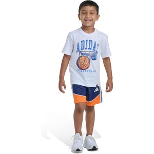 image:imageadidas boys TwoPiece Short Sleeve Tee amp Elastic Waistband Short SetWhite