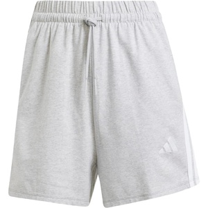 image:imageadidas Womens Essentials 3Stripes Cotton ShortsLight Grey Heather  White