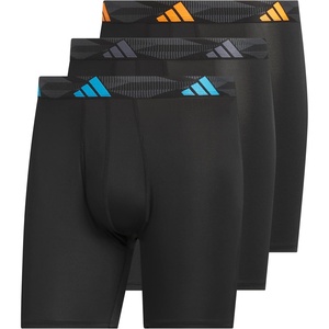 image:imageadidas Mens Microfiber Boxer Briefs 3pack performance Stretch Moisturewicking UnderwearBlackLucid AquamarinePure Orange