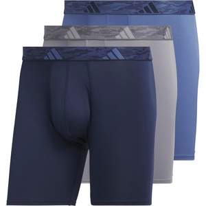 image:imageadidas Mens Microfiber Boxer Briefs 3pack performance Stretch Moisturewicking UnderwearCollegiate NavyGreyCrew Blue