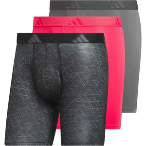 image:imageadidas Mens Microfiber Boxer Briefs 3pack performance Stretch Moisturewicking UnderwearPerformance Mirage Blacknight GreygreyPower PinkGrey Five