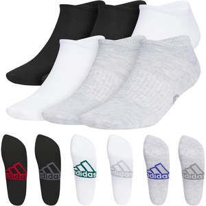 image:imageadidas Mens Superlite No Show Socks 6 Pairs Lightweight amp BreathableClassicBlackBetter ScarletWhite