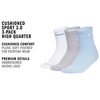 image:imageadidas Cushioned Sport High Quarter Socks 3Pairs Durable amp ComfortableWhiteRay BlueGrey3