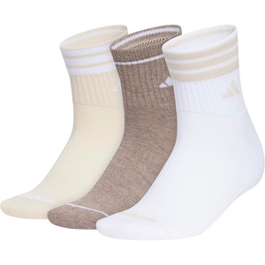 image:imageadidas Cushioned Sport High Quarter Socks 3Pairs Durable amp ComfortableCrystal Linen BeigeWhiteChalky Brown3stripe4