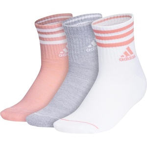 image:imageadidas Cushioned Sport High Quarter Socks 3Pairs Durable amp ComfortableSemi Pink SparkGreyWhite3stripe3