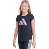 image:imageadidas Girls Short Sleeve Logo Graphic TShirt  Soft Cotton or Cotton Blend Jersey Tee Ribbed CrewneckBlack