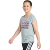 image:imageadidas Girls Short Sleeve Logo Graphic TShirt  Soft Cotton or Cotton Blend Jersey Tee Ribbed CrewneckGrey Heather