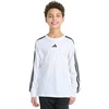 image:imageadidas Boys Long Sleeve Small Embroidered Logo 3Stripe TeeWhite