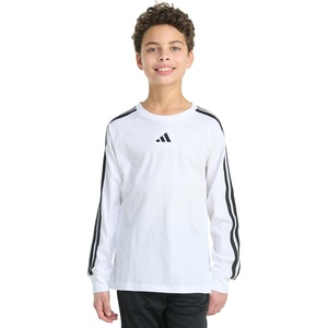 image:imageadidas Boys Long Sleeve Small Embroidered Logo 3Stripe TeeWhite