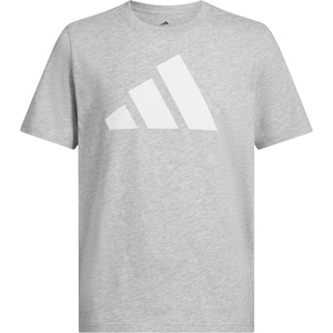 image:imageadidas Boys Short Sleeve Logo TShirt  Soft Cotton Blend Jersey Regular Fit Ribbed CrewneckLight Heather Grey