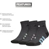 image:imageadidas Cushioned 30 3Pack Quarter SocksBlackOnix GreySemi Blue Burst3Color