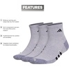 image:imageadidas Cushioned 30 3Pack Quarter SocksCool Light HeatherGreyBlack3